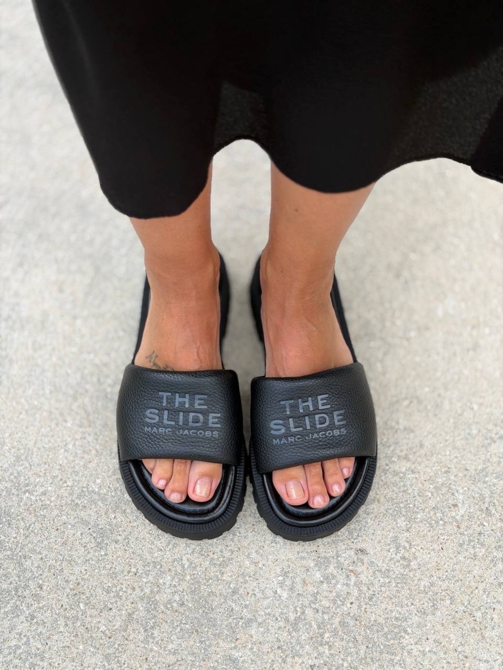 Marc Jacobs Black Platform Slides Chunky Logo Sandals NWT